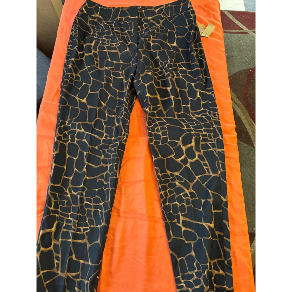 Women's Kasper Black Gold Giraffe Print Trousers 12P